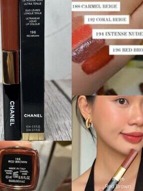 🧱Lip Need🧱BNIB CHANEL #196 RED BROWN Ultrawear Liquid Lip Color Duo!$53Retail!